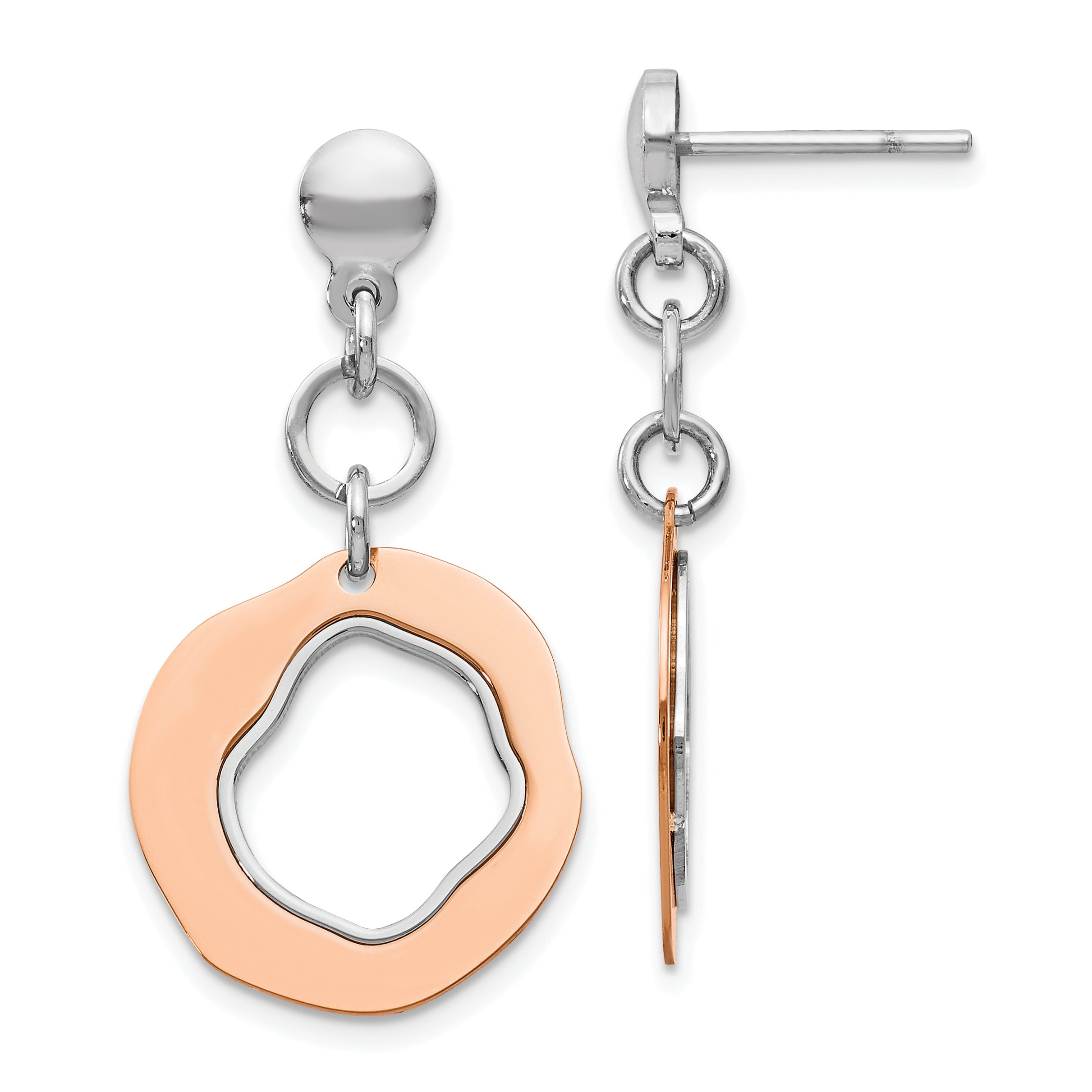 Sterling Silver Rose Gold-plated Post Dangle Earrings