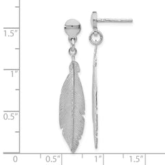 Sterling Silver Rhodium-plated Leaf Post Dangle Earrings