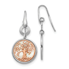 Sterling Silver & Rose-tone MOP Tree of Life Dangle Earrings