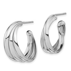 Sterling Silver Rhodium-plated Polished Hoop Earrings