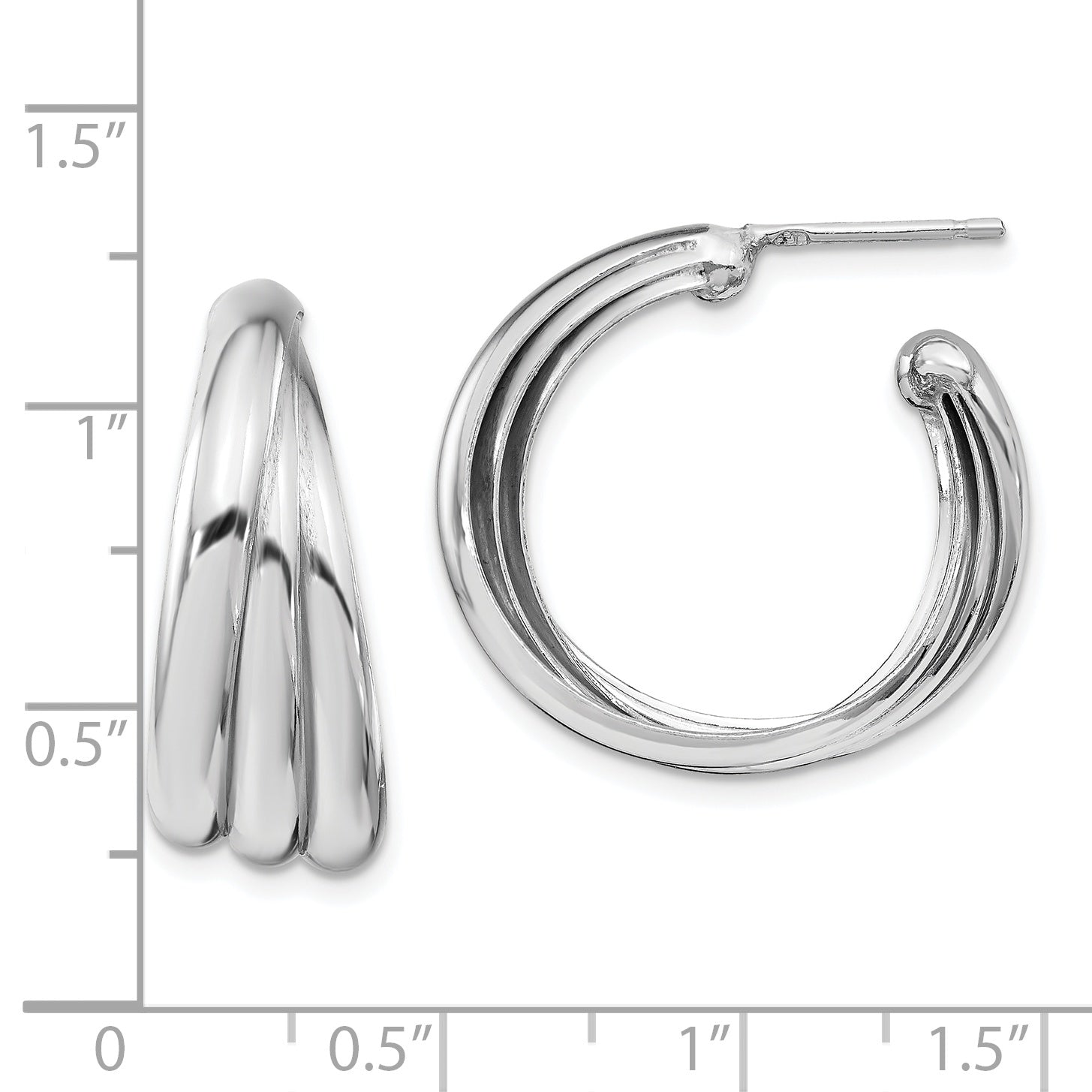 Sterling Silver Rhodium-plated Polished Hoop Earrings