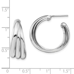 Sterling Silver Rhodium-plated Polished Hoop Earrings