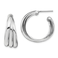 Sterling Silver Rhodium-plated Polished Hoop Earrings