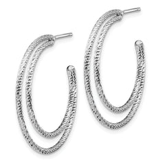 Sterling Silver Rhodium-plated D/C Hoop Earrings