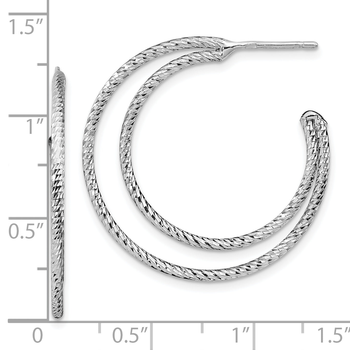 Sterling Silver Rhodium-plated D/C Hoop Earrings