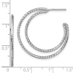 Sterling Silver Rhodium-plated D/C Hoop Earrings