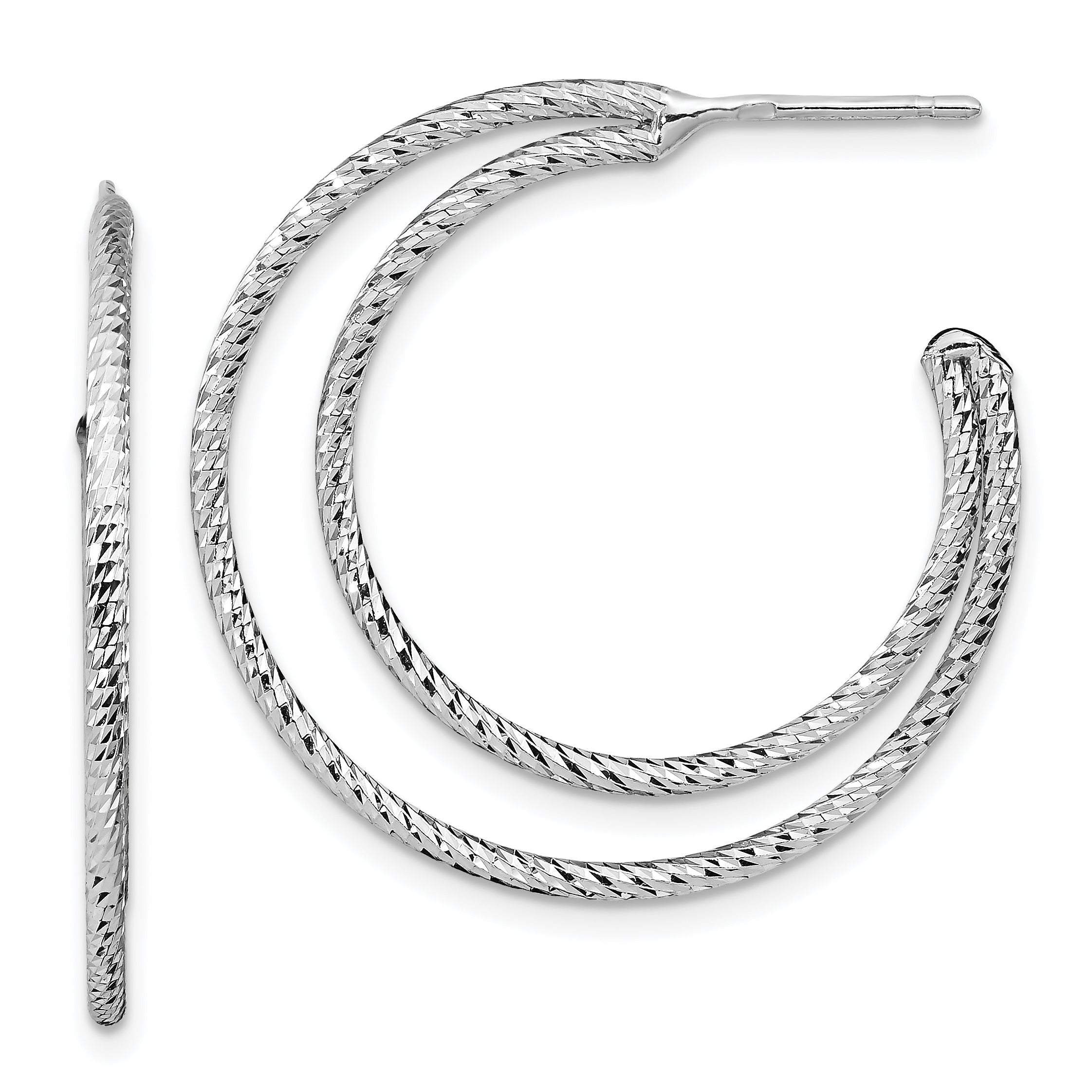 Sterling Silver Rhodium-plated D/C Hoop Earrings