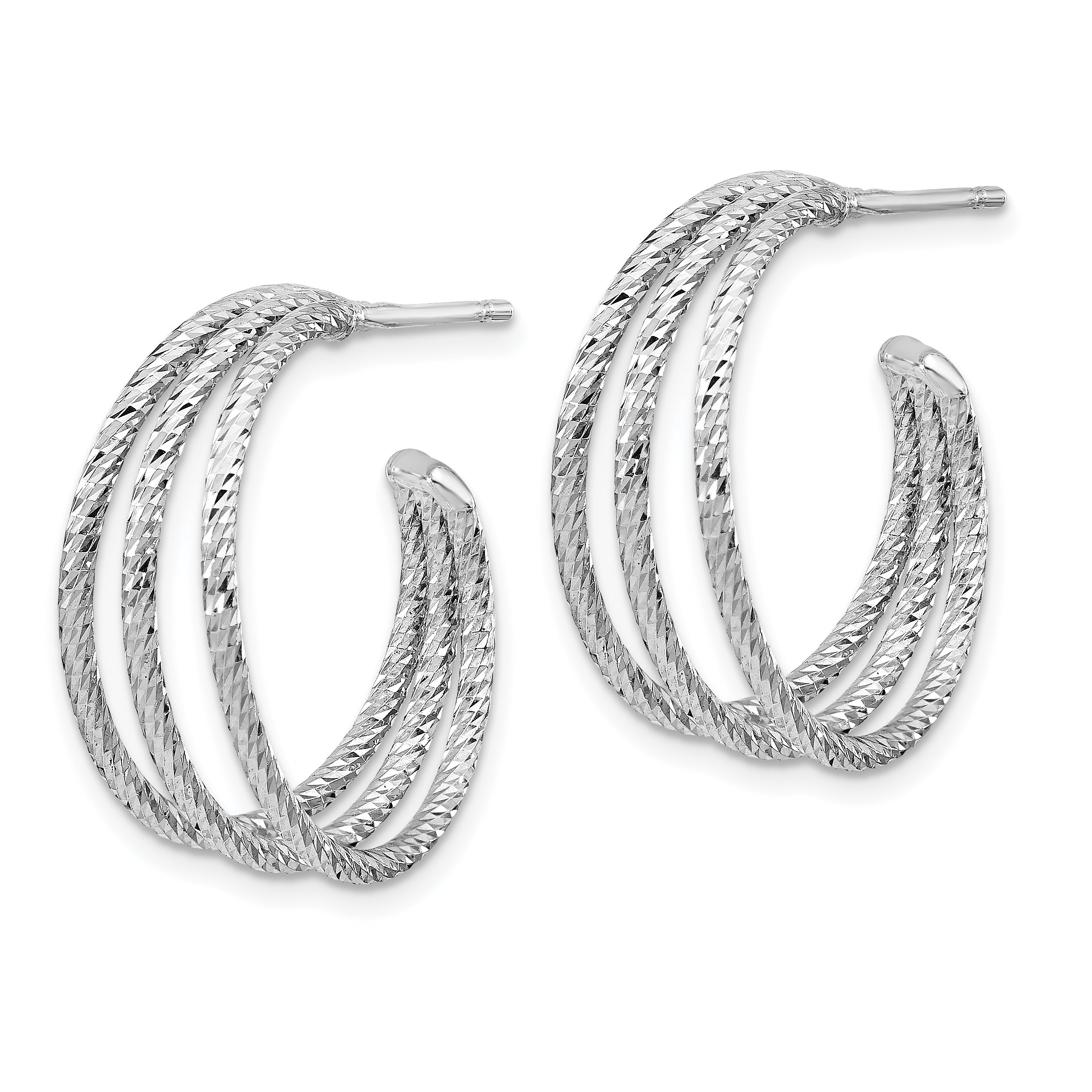 Sterling Silver Rhodium-plated D/C J-Hoop Earrings