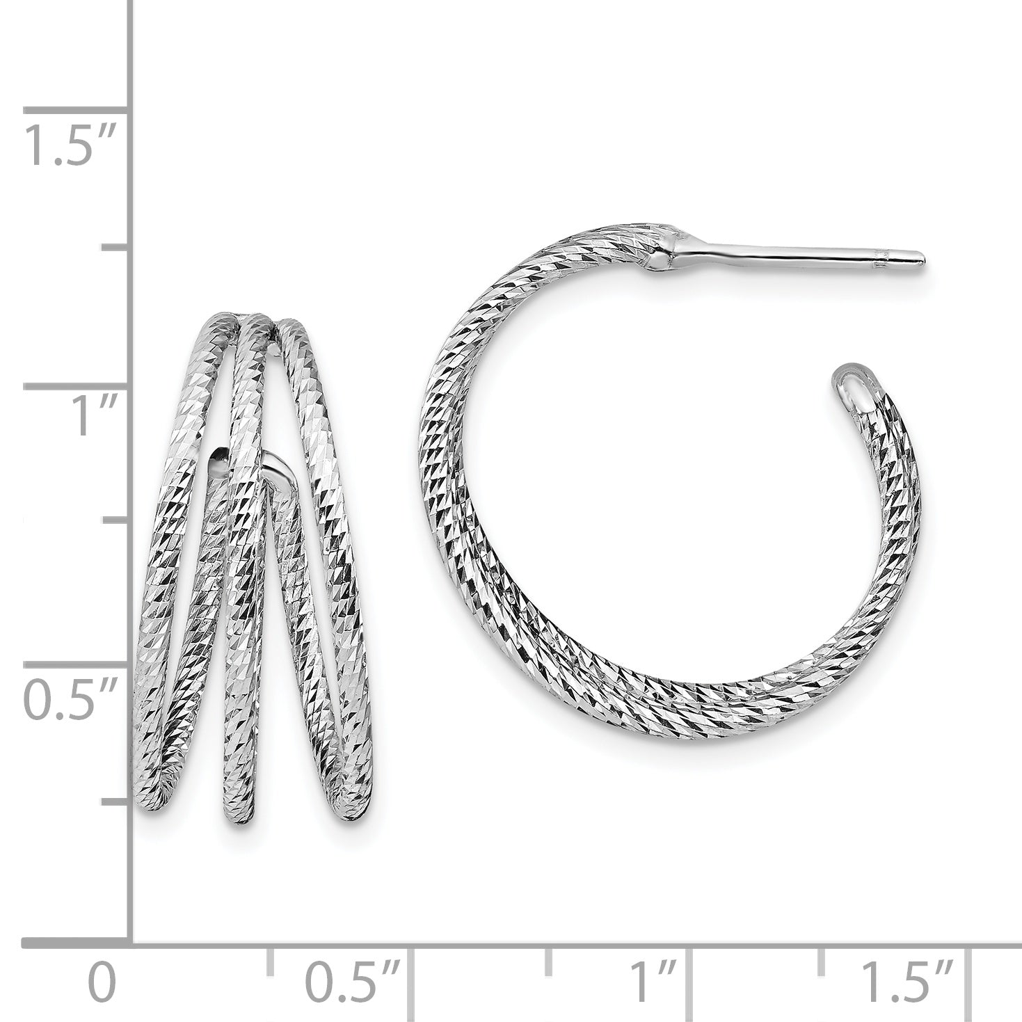 Sterling Silver Rhodium-plated D/C J-Hoop Earrings