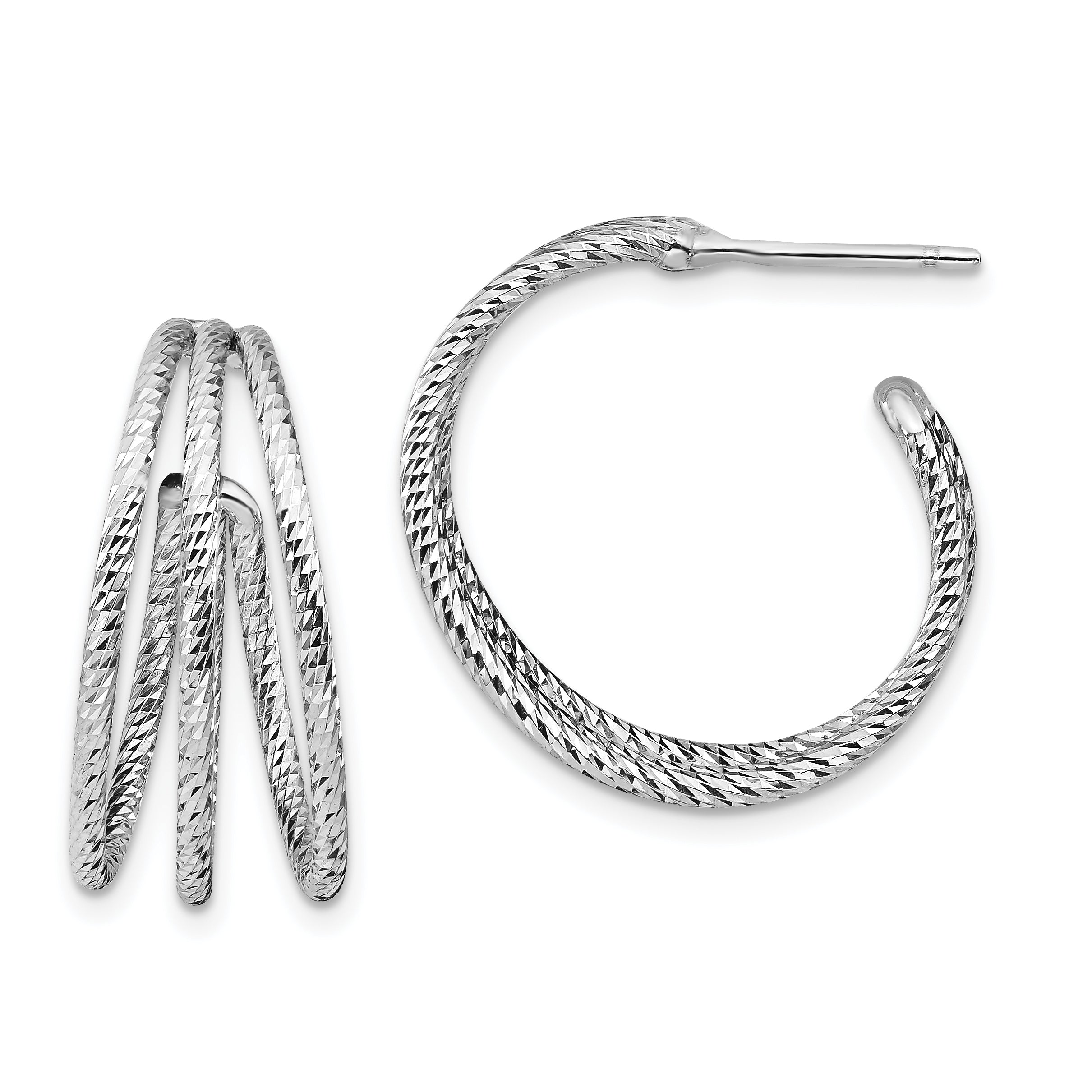 Sterling Silver Rhodium-plated D/C J-Hoop Earrings