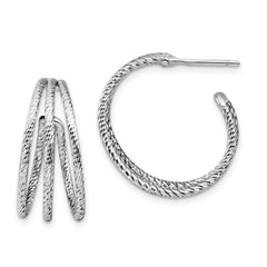 Sterling Silver Rhodium-plated D/C J-Hoop Earrings