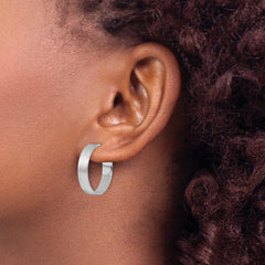 Radiant Essence SS Rhod-plated Brushed C-Hoop Earrings