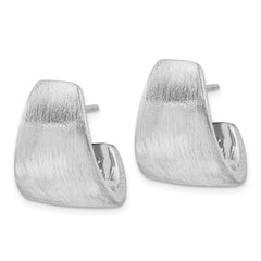 Sterling Silver Rhodium-plated Etched J-Hoop Earrings