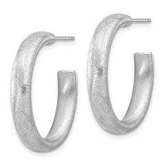 Sterling Silver Rhodium-plated Brushed J-Hoop Post Earrings