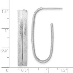 Sterling Silver Rhodium-plated Brushed J-Hoop Post Earrings