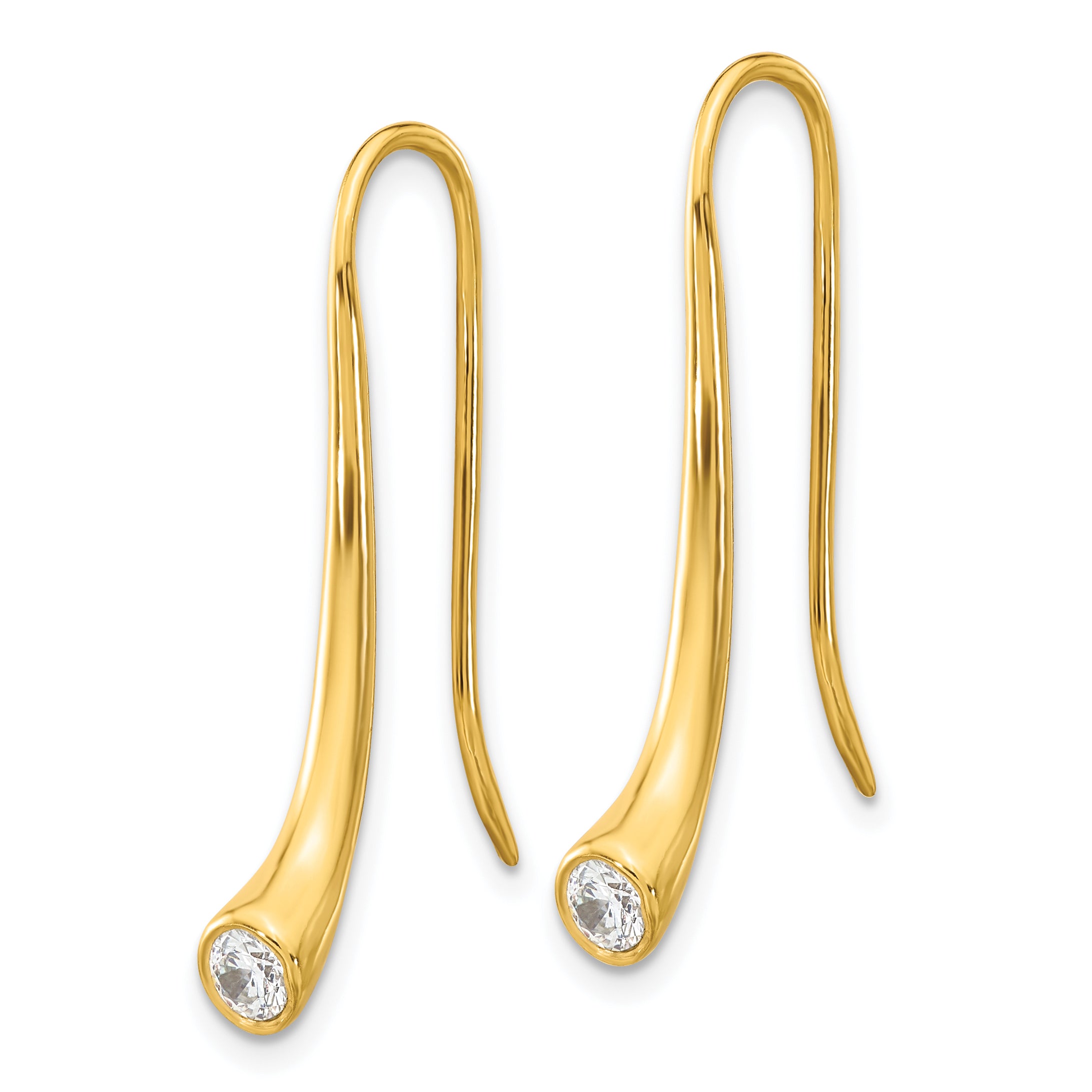 Sterling Silver Gold-tone CZ Threader Drop Earrings