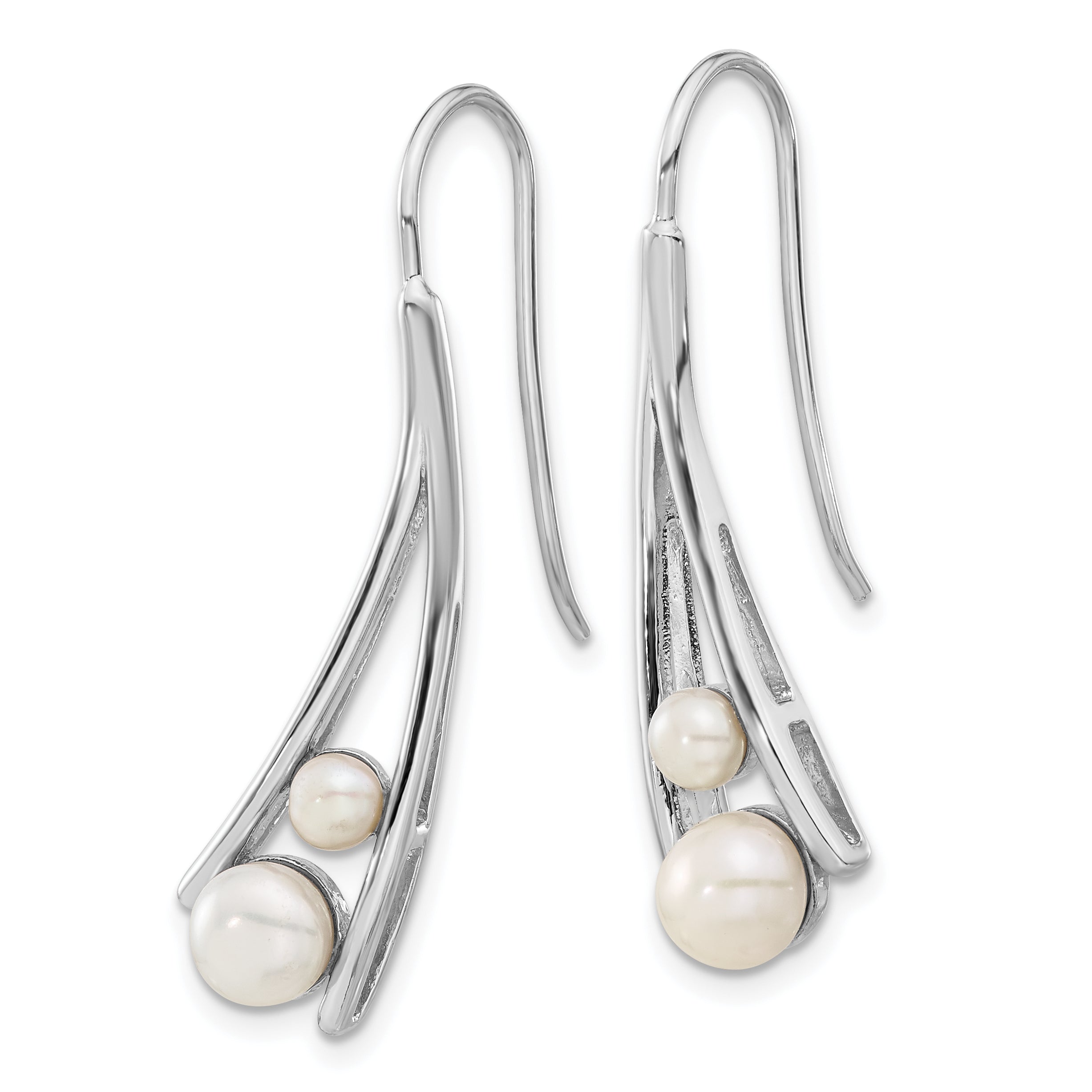 Sterling Silver Rhodium-plated FWC Pearl Drop Earrings