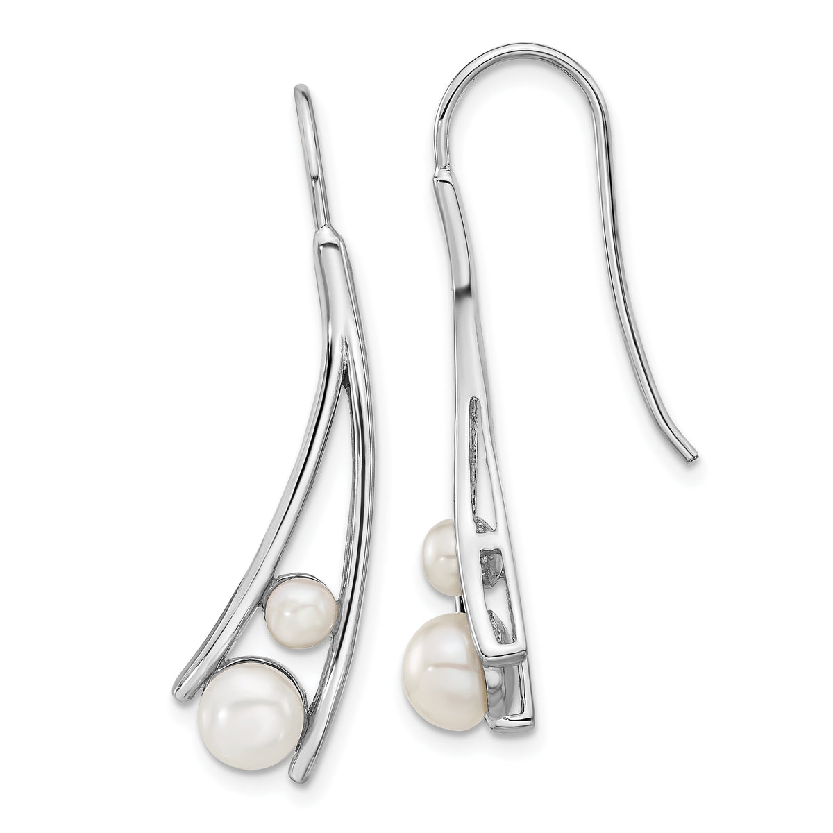 Sterling Silver Rhodium-plated FWC Pearl Drop Earrings