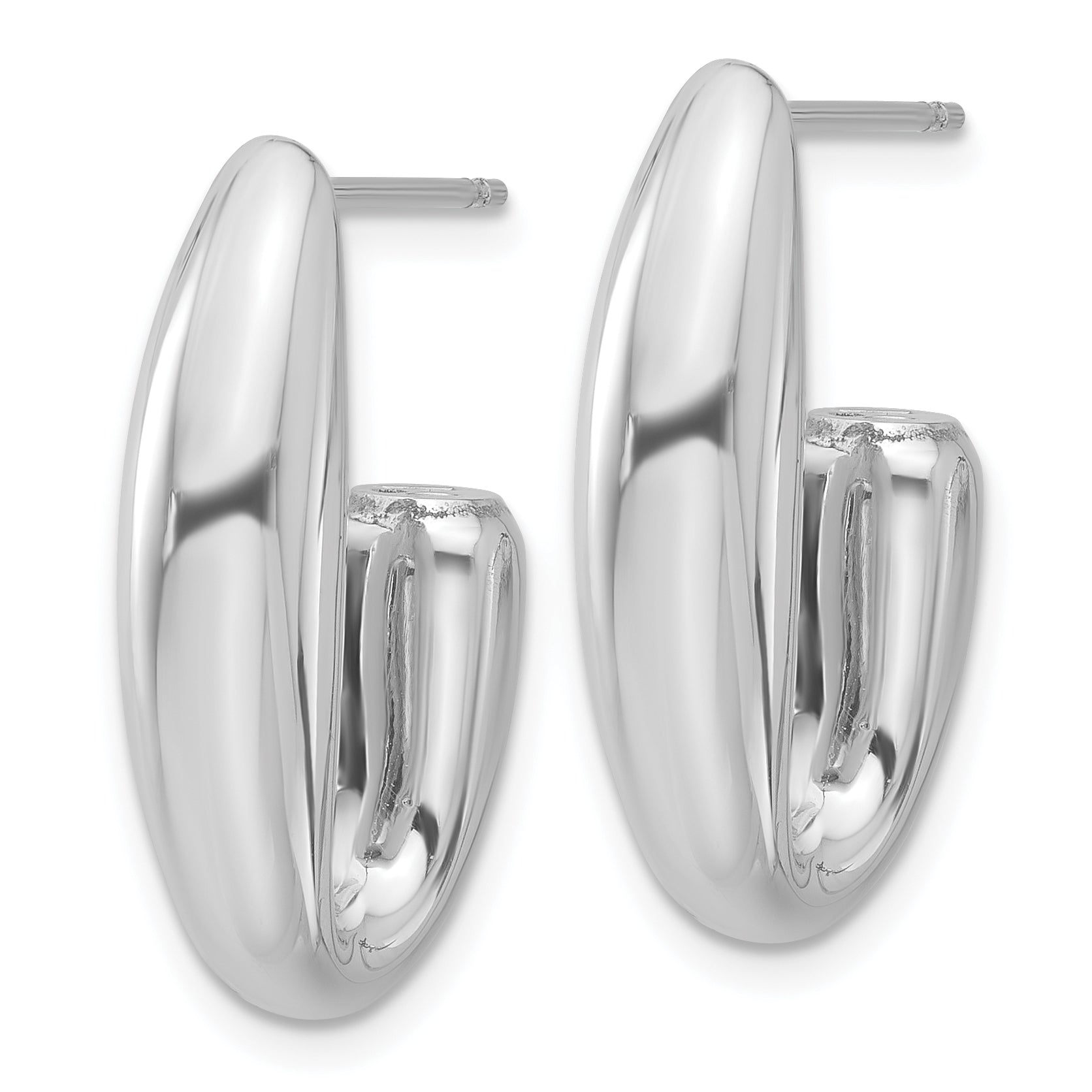 Sterling Silver Rhodium-plated Polished J-Hoop Earrings