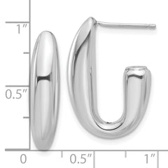 Sterling Silver Rhodium-plated Polished J-Hoop Earrings