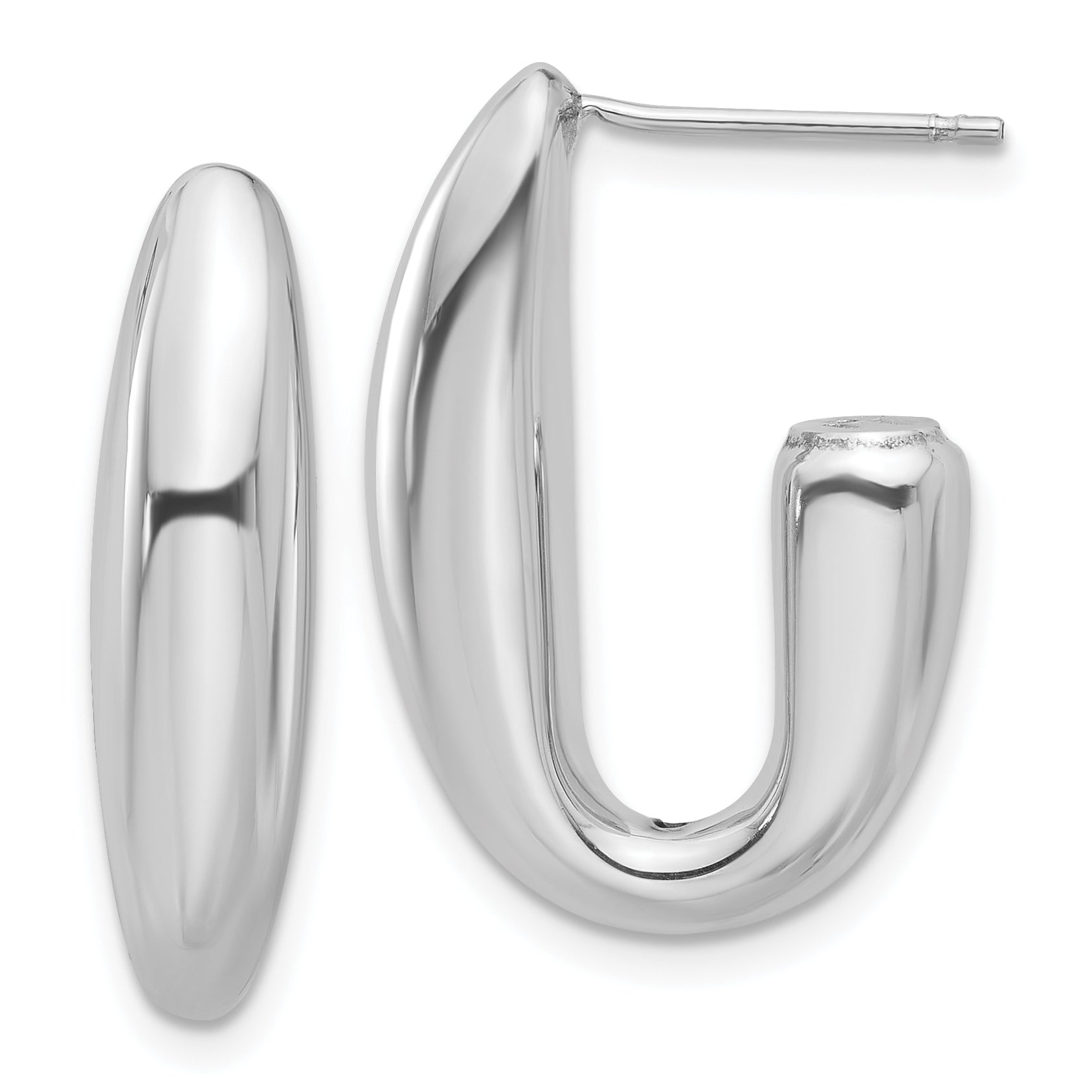 Sterling Silver Rhodium-plated Polished J-Hoop Earrings