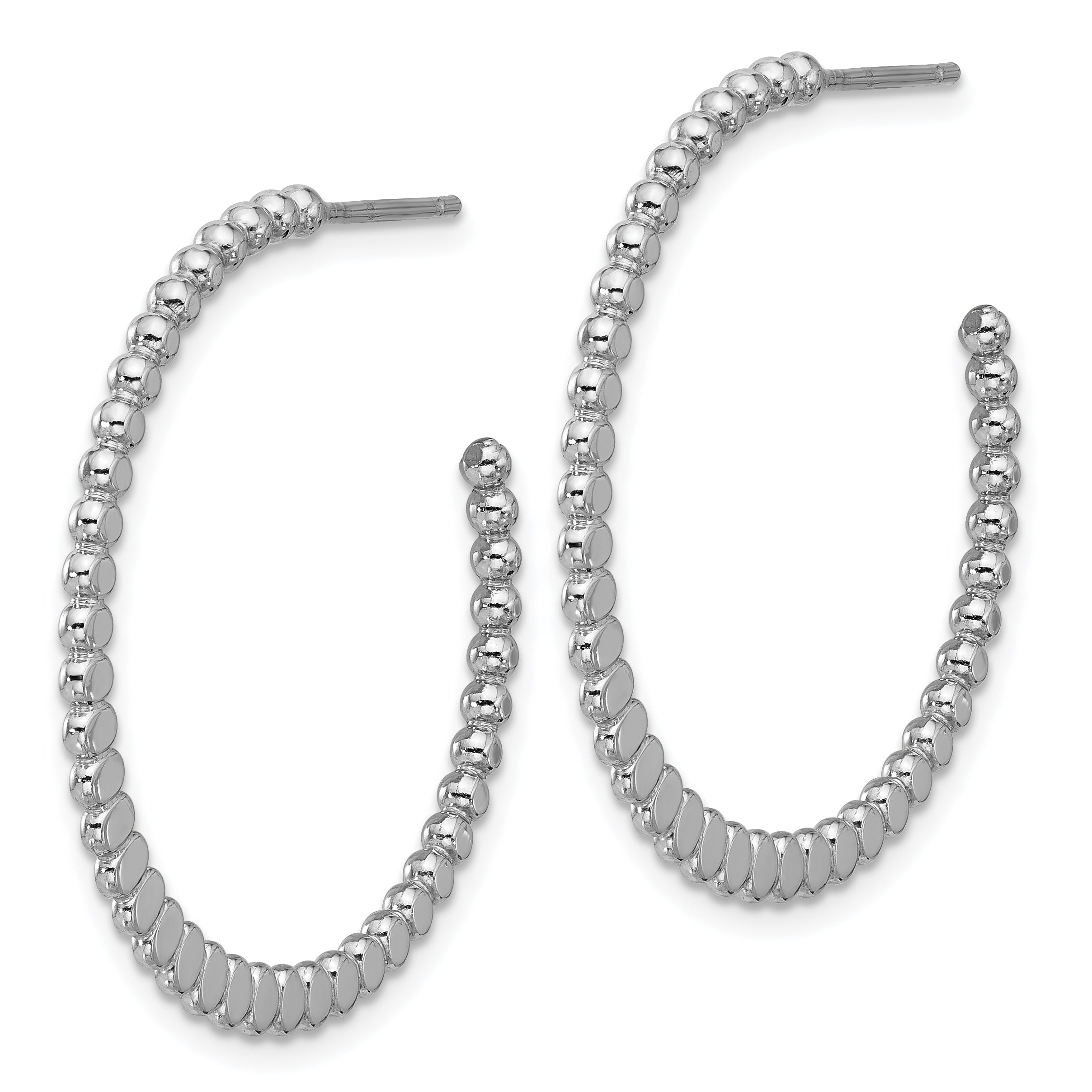 Sterling Silver Rhodium-plated Polished J-Hoop Earrings