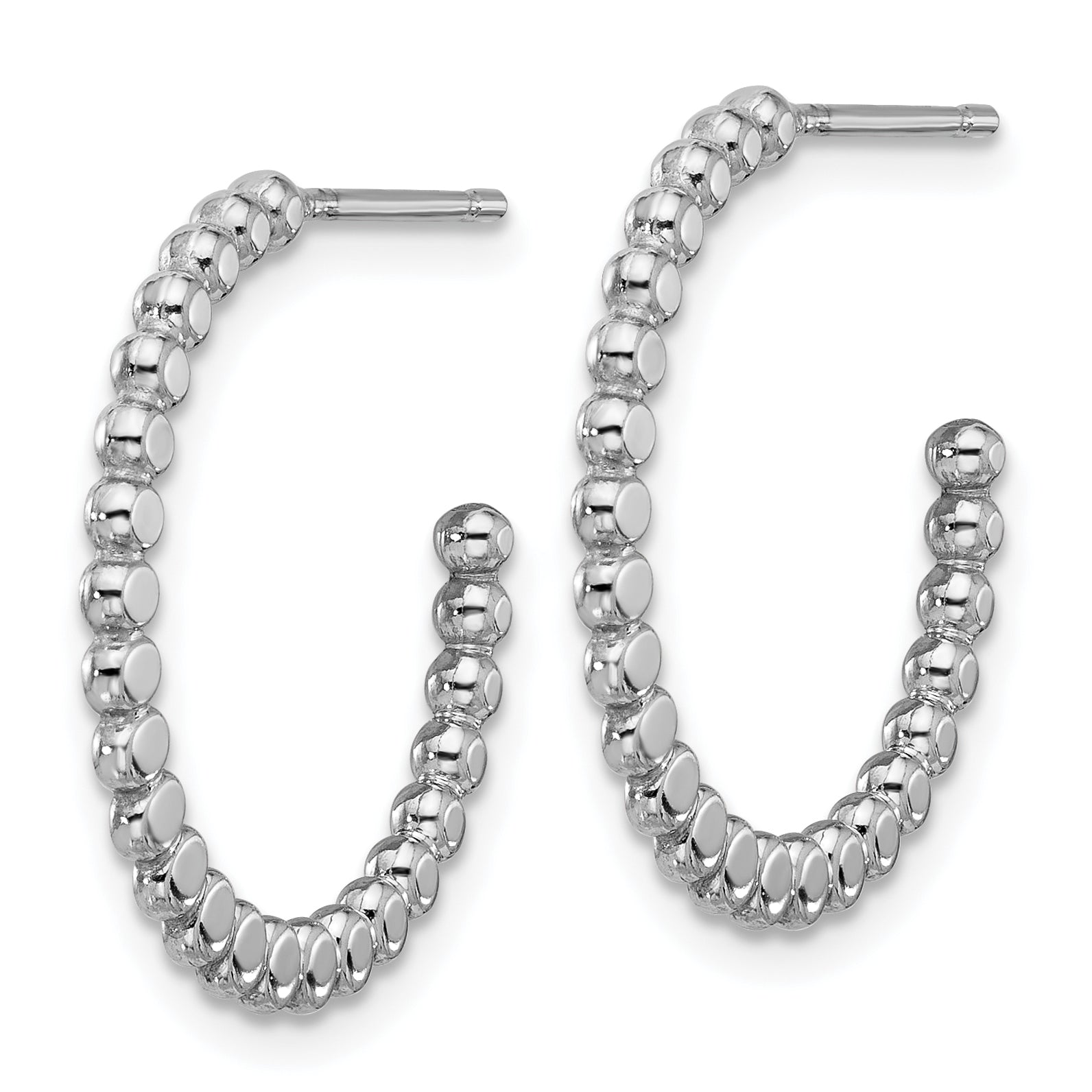 Sterling Silver Rhodium-plated Polished J-Hoop Earrings