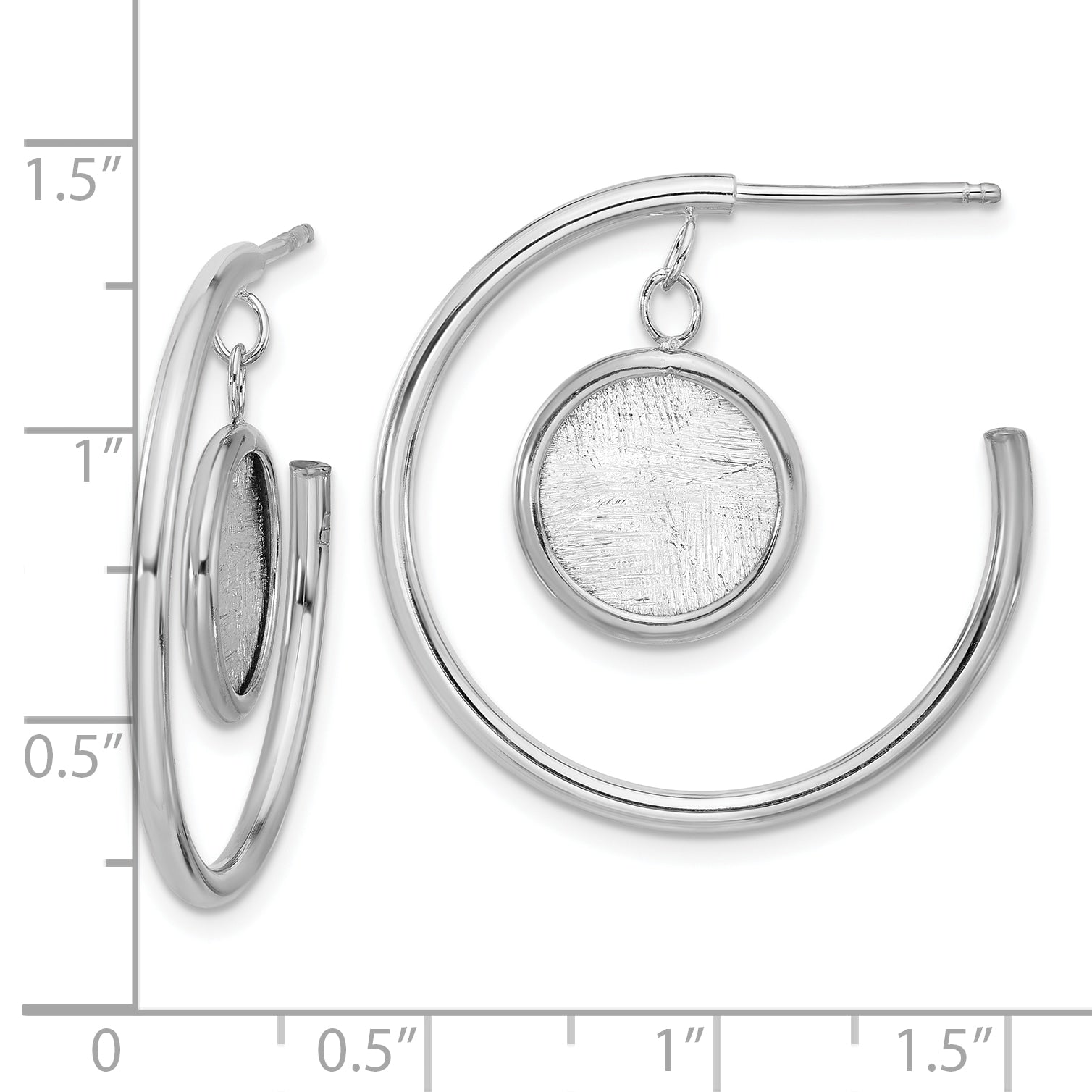 Sterling Silver Rh-plated Radiant Essence Polished/Scratch Earring