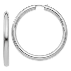 Sterling Silver Rhodium-plated 5mm Tube Earrings