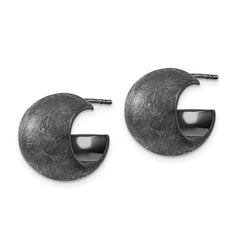 Sophia Jewelers Sterling Silver Black Ruthenium C-Hoop Earrings Textured Brushed Finish