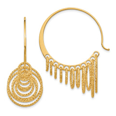 SS and Gold-plated Polished and Laser-cut Hoop Earrings