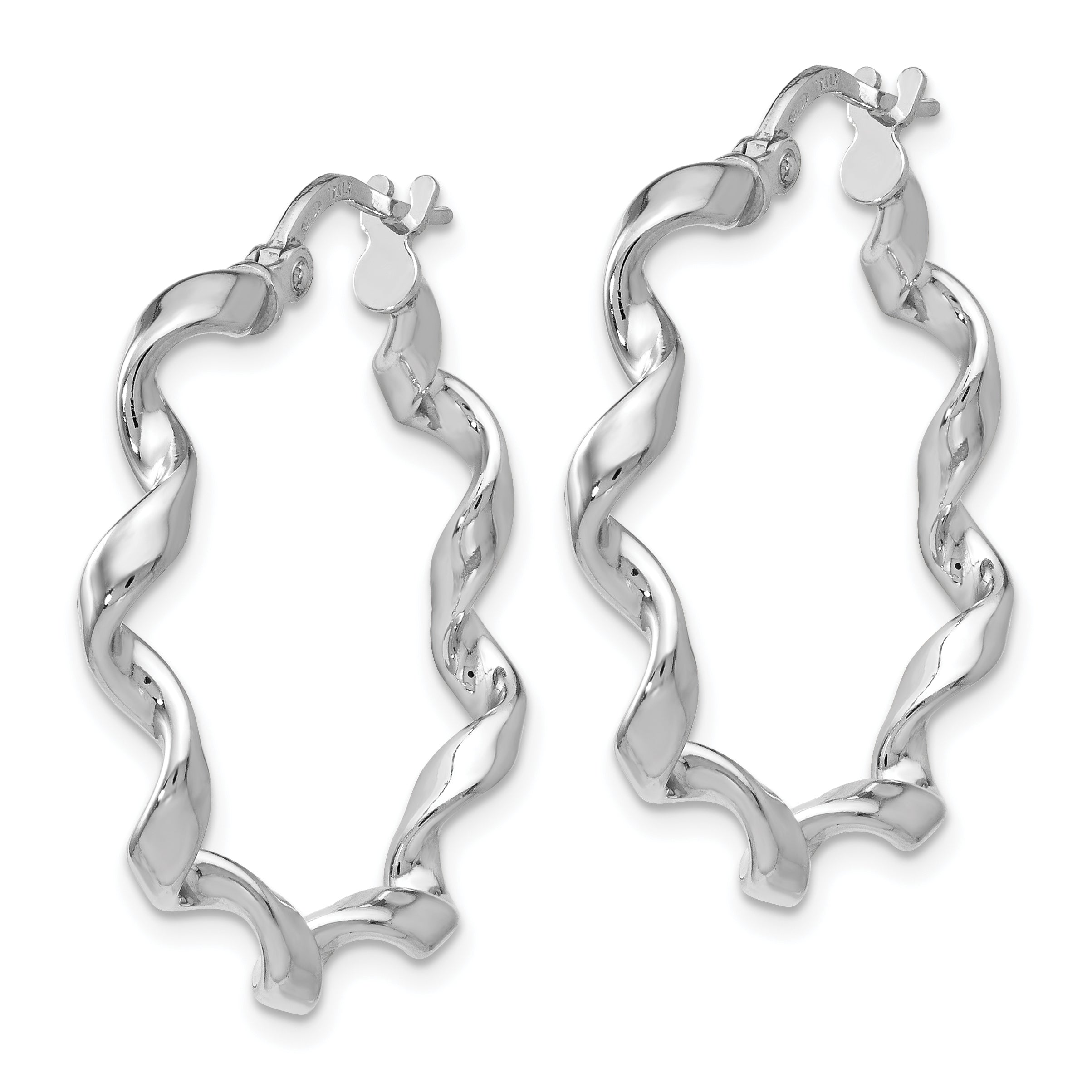 Sophia Jewelers Sterling Silver Twisted Hoop Earrings with Polished Rhodium Finish