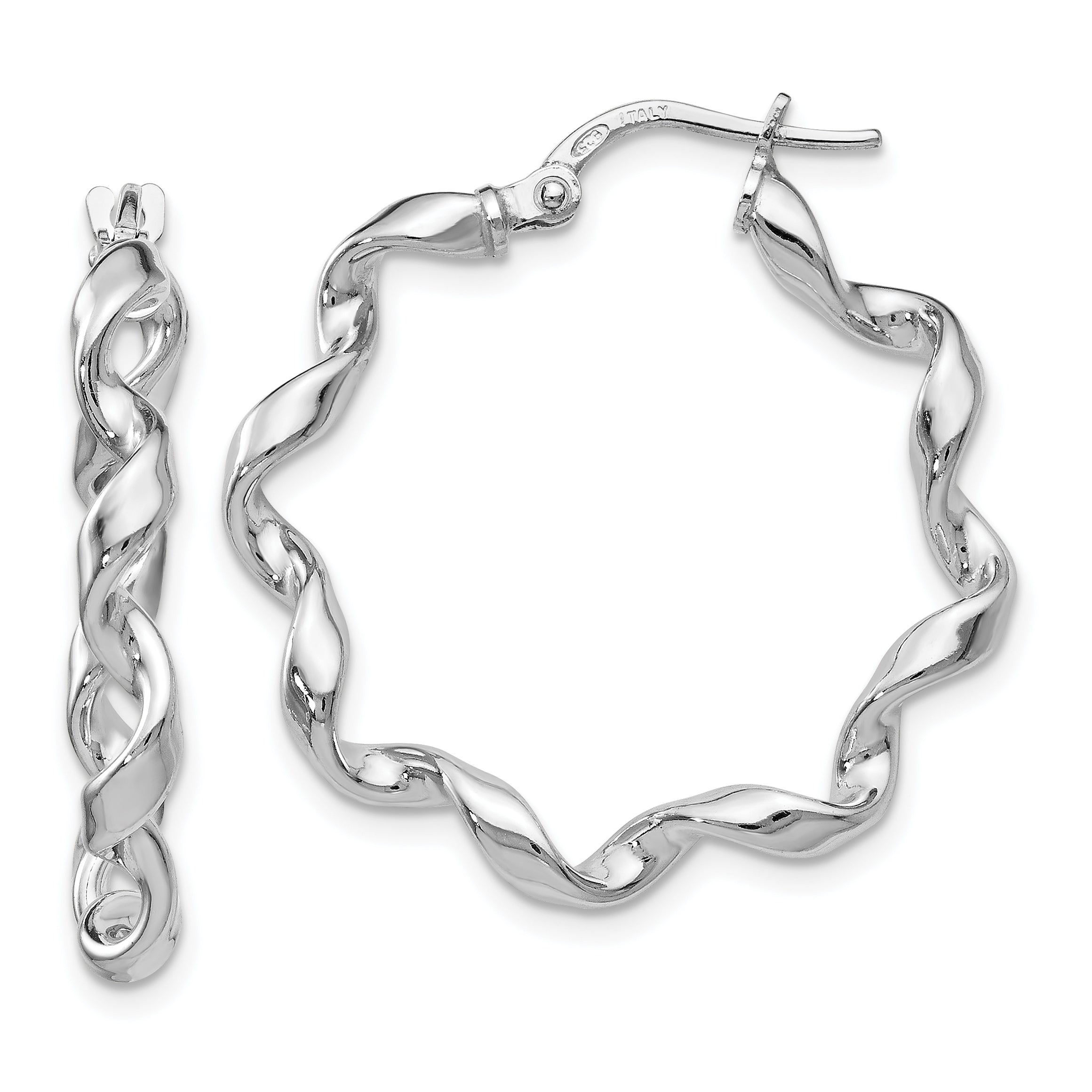 Sterling Silver Polished Twisted Hoop Earrings