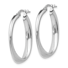 Sophia Jewelers Sterling Silver Rhodium-Plated Twisted Oval Hoop Earrings