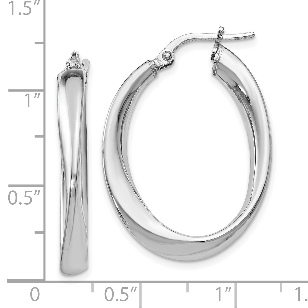 Sophia Jewelers Sterling Silver Rhodium-Plated Twisted Oval Hoop Earrings