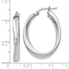 Sophia Jewelers Sterling Silver Rhodium-Plated Twisted Oval Hoop Earrings