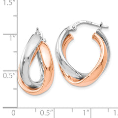 Sterling Silver Rose Gold-Plated Double Hoop Earrings with Polished Finish