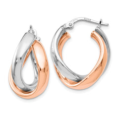 Sterling Silver Rose Gold-plated Double Hoop Earrings