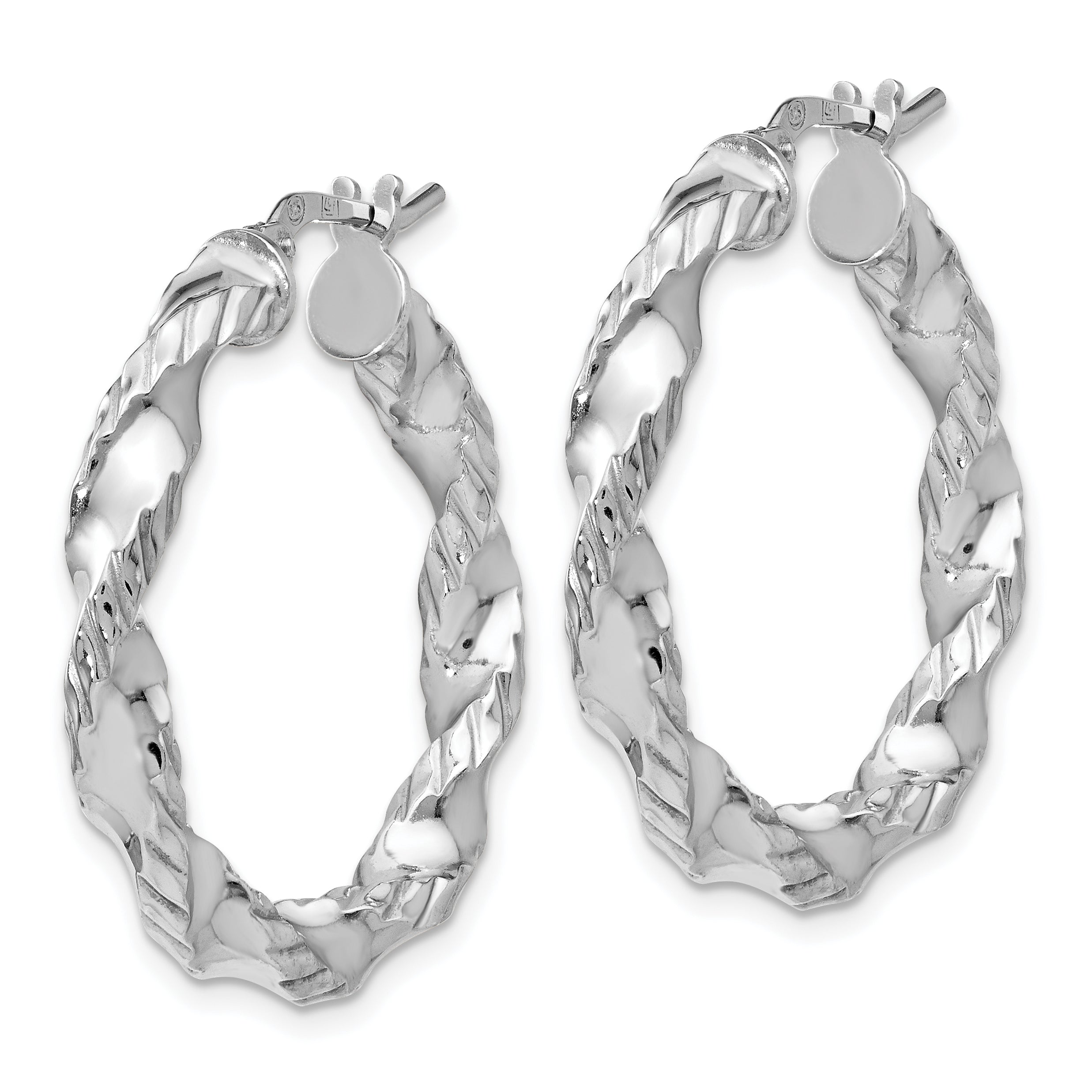 Sophia Jewelers Sterling Silver 925 Twisted Hoop Earrings Elegant Polished Finish