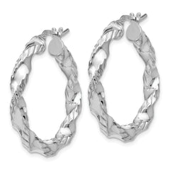 Sophia Jewelers Sterling Silver 925 Twisted Hoop Earrings Elegant Polished Finish