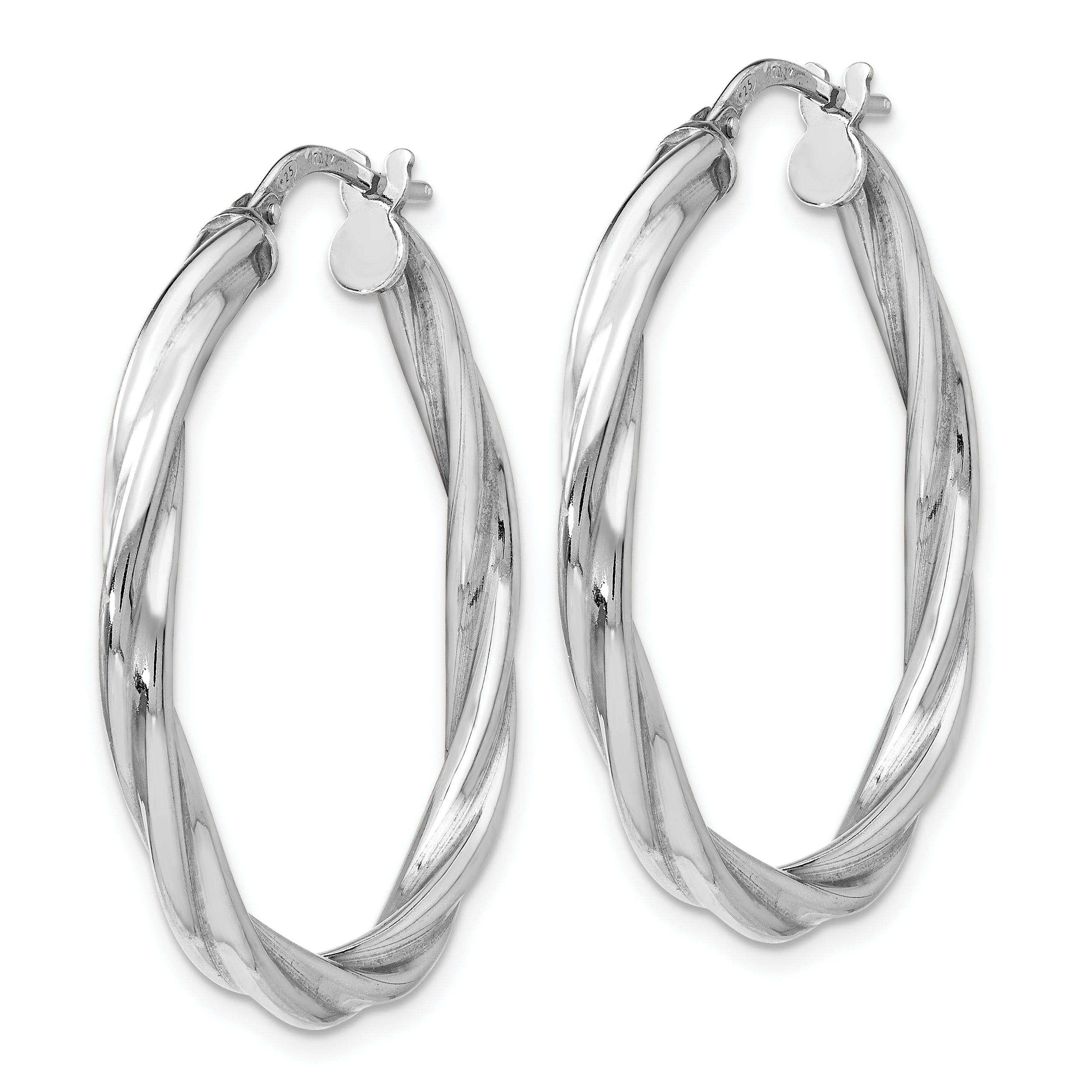 Sophia Jewelers Sterling Silver 925 Polished Twisted Hoop Earrings