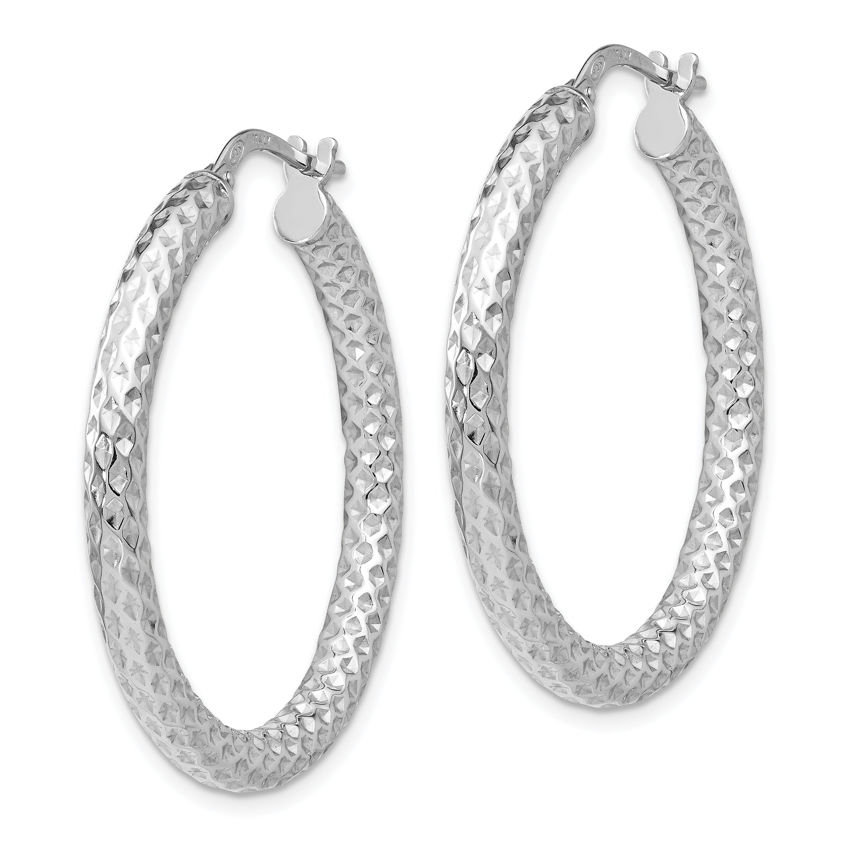 Sophia Jewelers Sterling Silver Hoop Earrings with Polished Textured Rhodium Finish