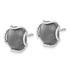 SS Ruthenium-plated Textured & Laser-cut Post Earrings