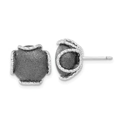 SS Ruthenium-plated Textured & Laser-cut Post Earrings