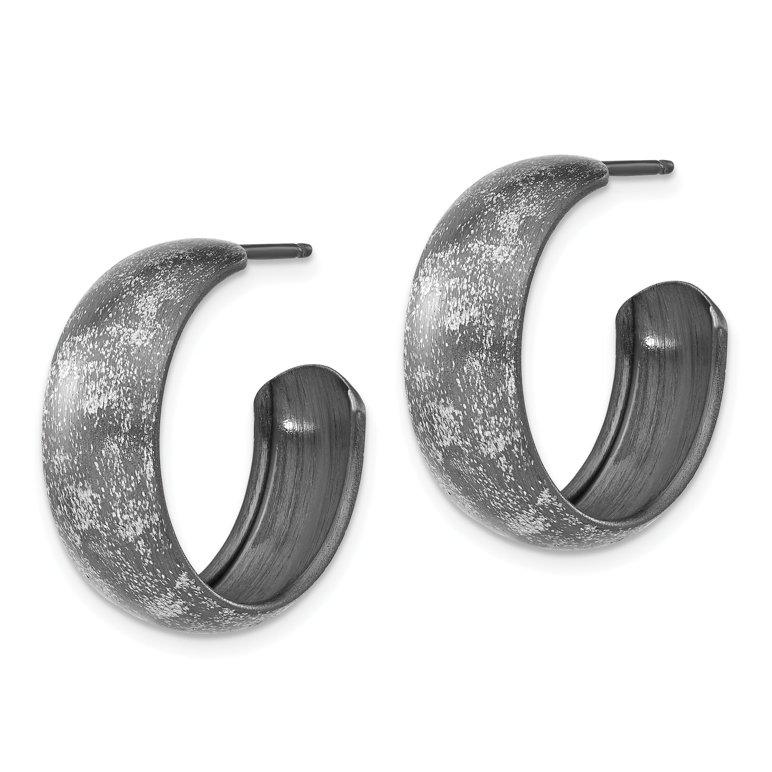 Sophia Jewelers Sterling Silver Ruthenium-Plated Textured Hoop Earrings