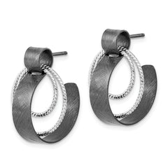 Sterling Silver Ruthenium-plated Textured Post Dangle Earrings