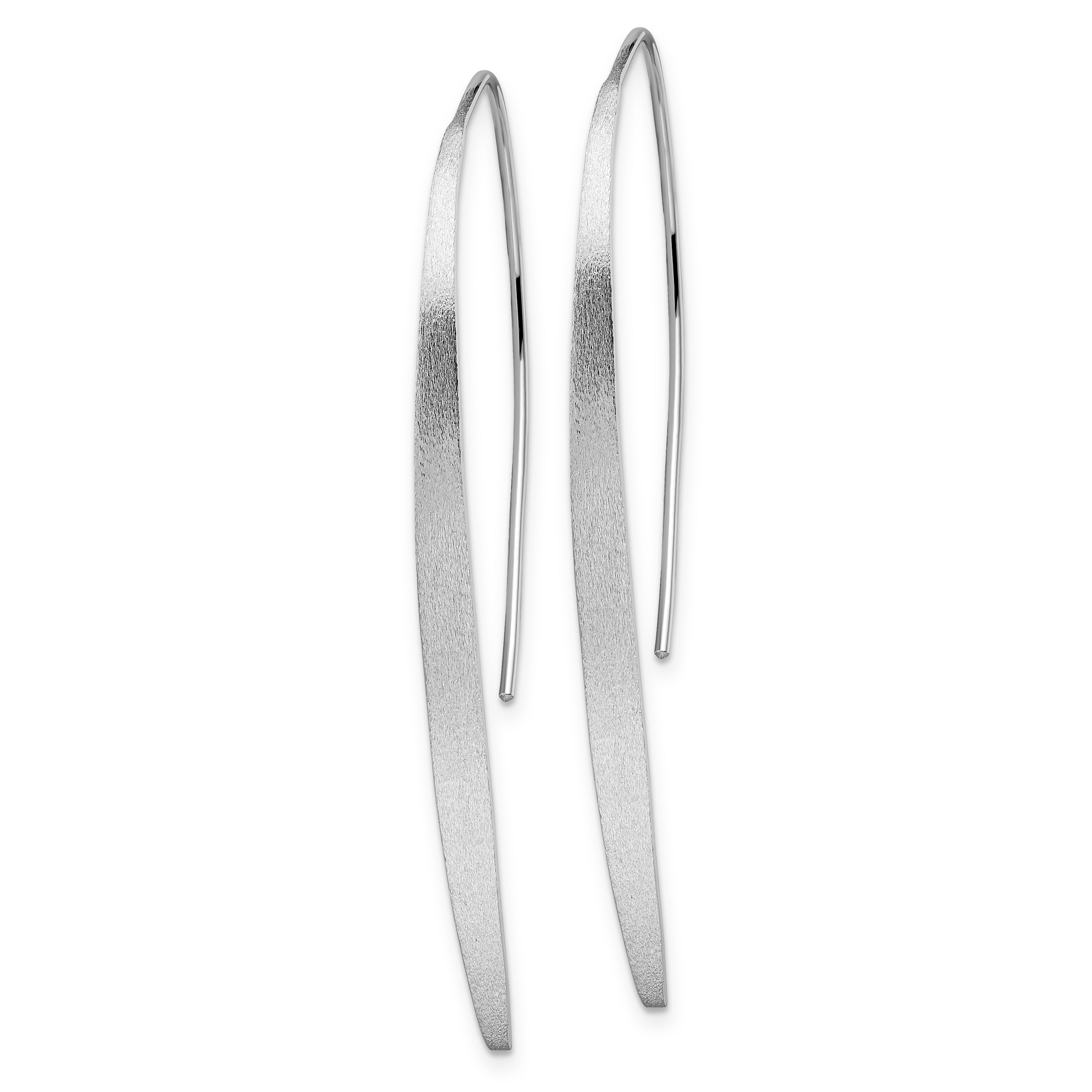 Sterling Silver Rhodium-plated Polished & Brushed Earrings