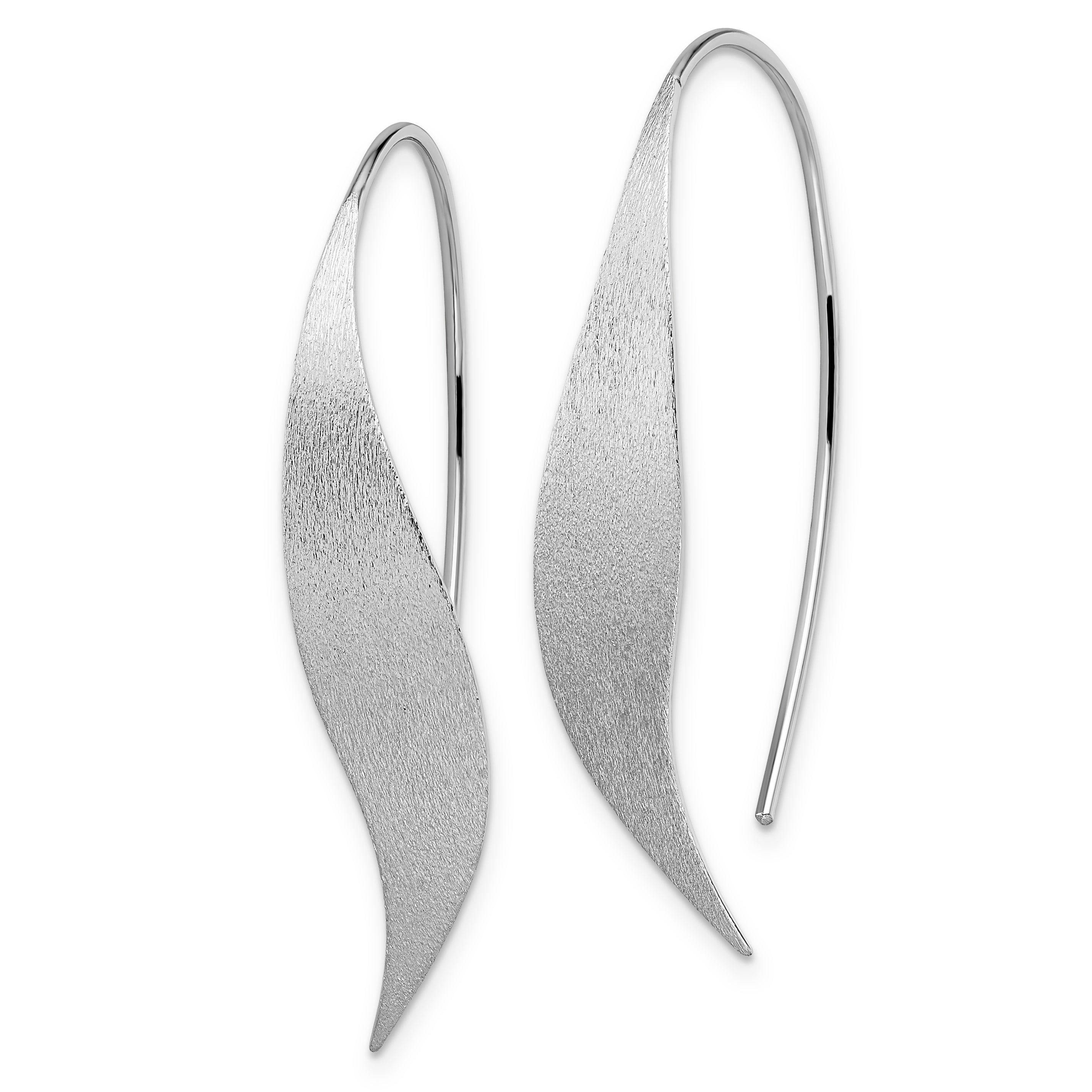 Sterling Silver Rhodium-plated Polished & Brushed Earrings