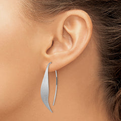 Sterling Silver Rhodium-plated Polished & Brushed Earrings