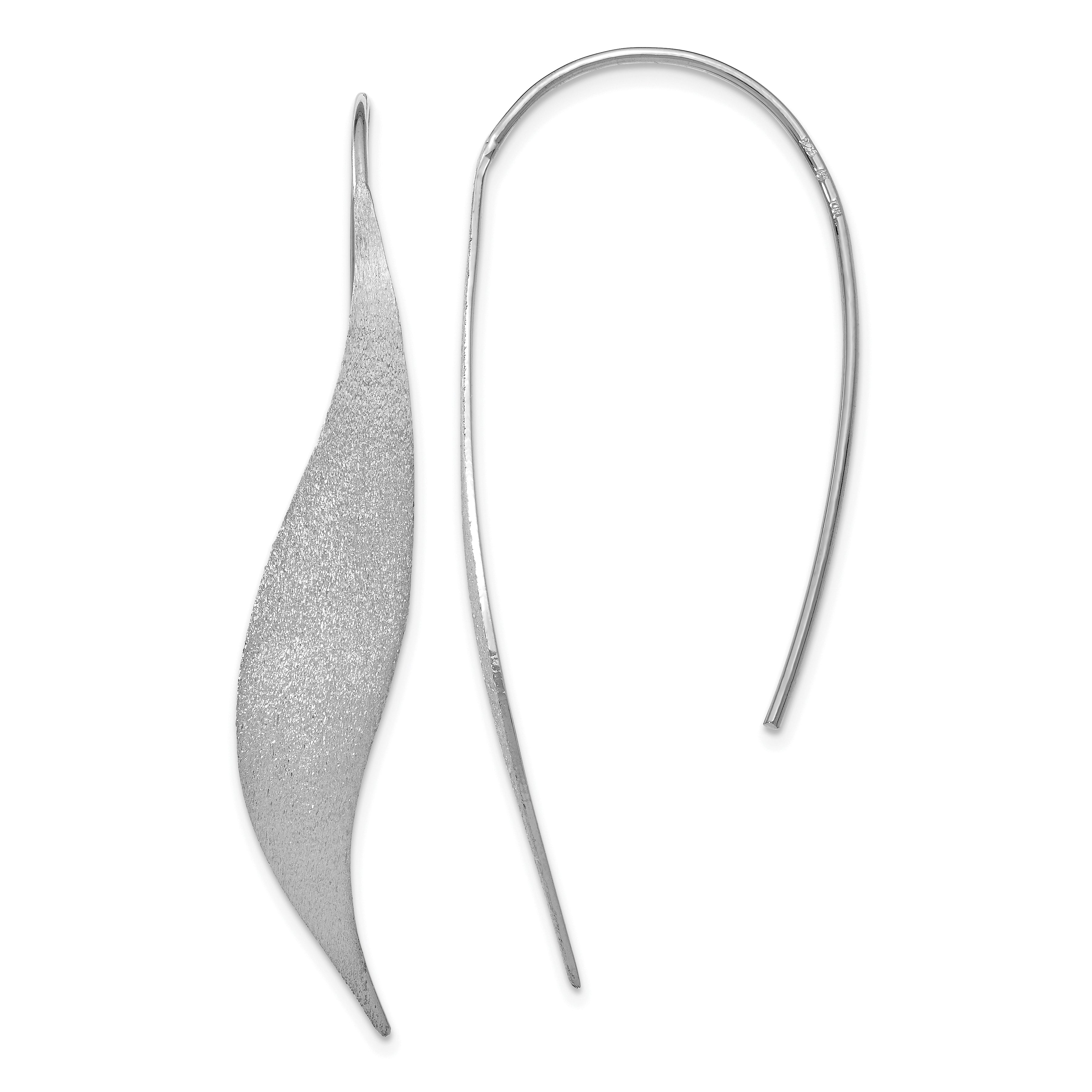 Sterling Silver Rhodium-plated Polished & Brushed Earrings